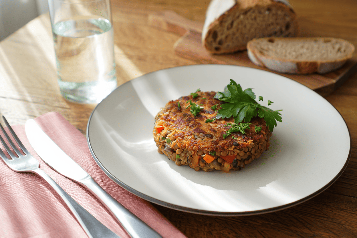 Hamburguesa de lentejas de La Grosella (1)